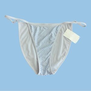 🆕 Good American Blue Bikini Bottom Blue Rhinestones + Adjustable Straps Sz XL